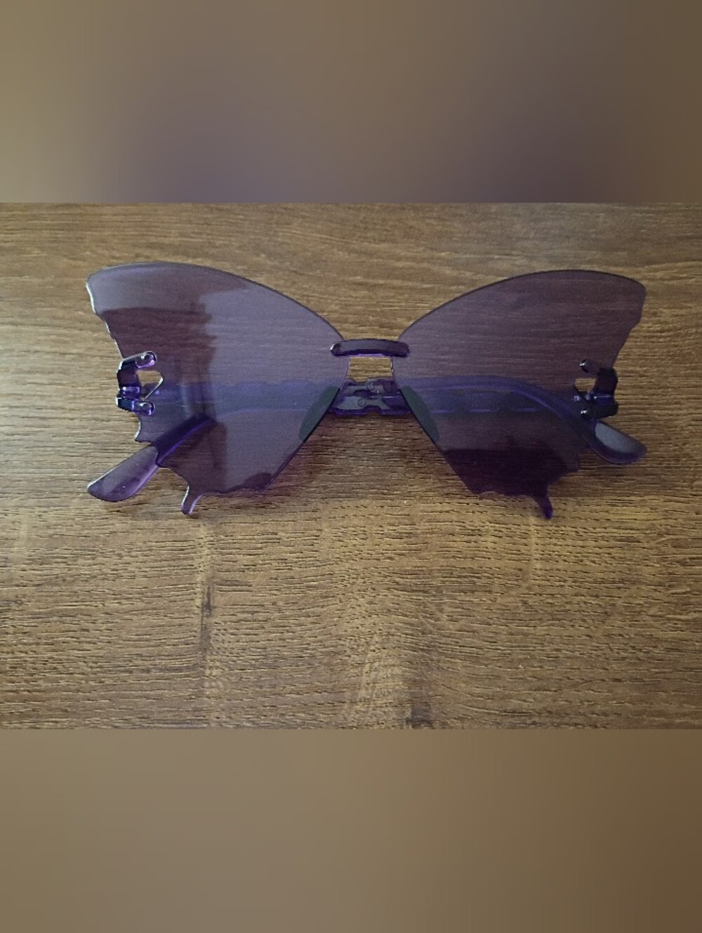 Purple Butterfly Rimless Sunglasses - Women Accessories Y2K Shades Sunnies Cute - Picture 5 of 5